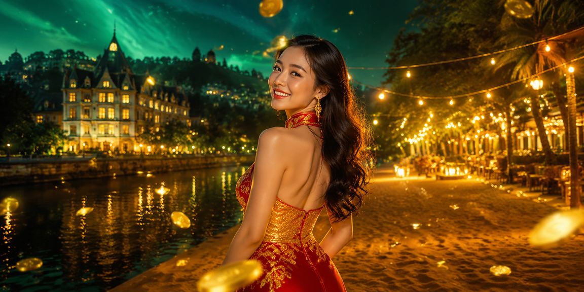 Cảnh casino trực tuyến tại Việt Nam với không khí sôi động ban đêm
